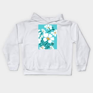 Flores Abstractas en fondo azul Kids Hoodie